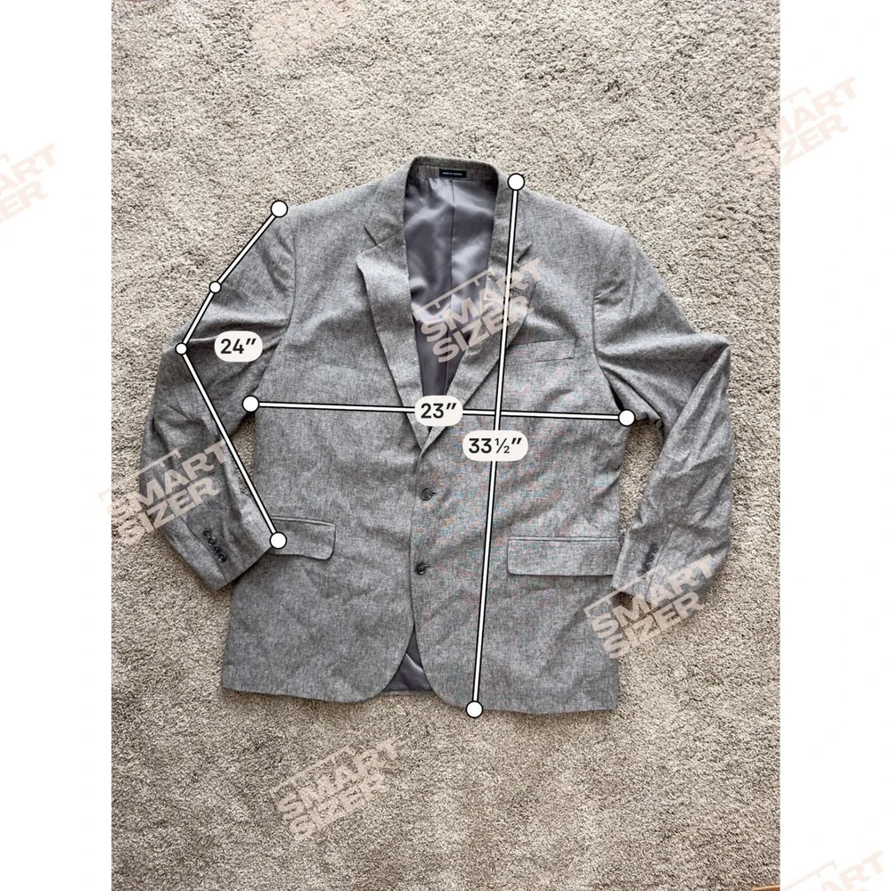 Stafford Linen Cotton Sport Coat Blazer Classic Fit 46 Long Chambray Gray Summer